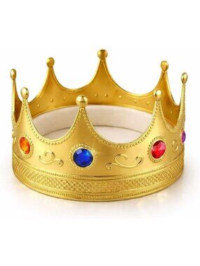 Kids Boys Girls Shiny Gold Finish Lightweight Prince Plastic Elegant Crown